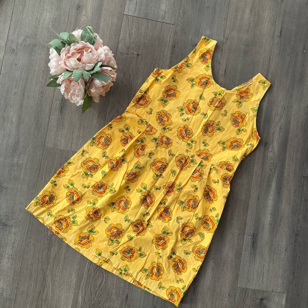 New Vintage CC Tees Yellow Floral Cotton Dress‎